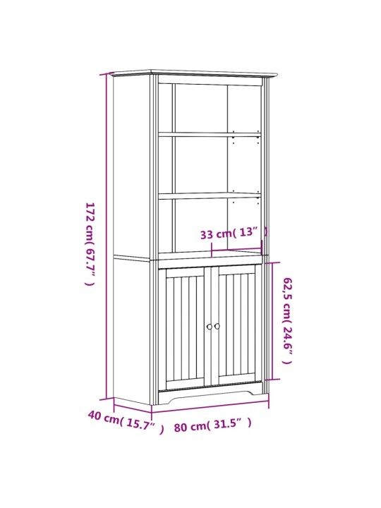 Kirjahylly BODO valkoinen ja ruskea 80x40x172 cm täysi mänty