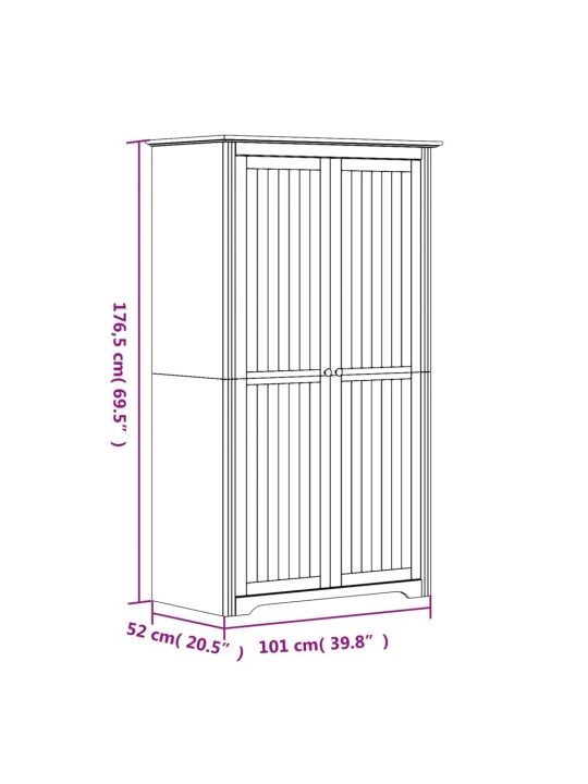 Vaatekaappi BODO valkoinen 101x52x176,5 cm täysi mänty