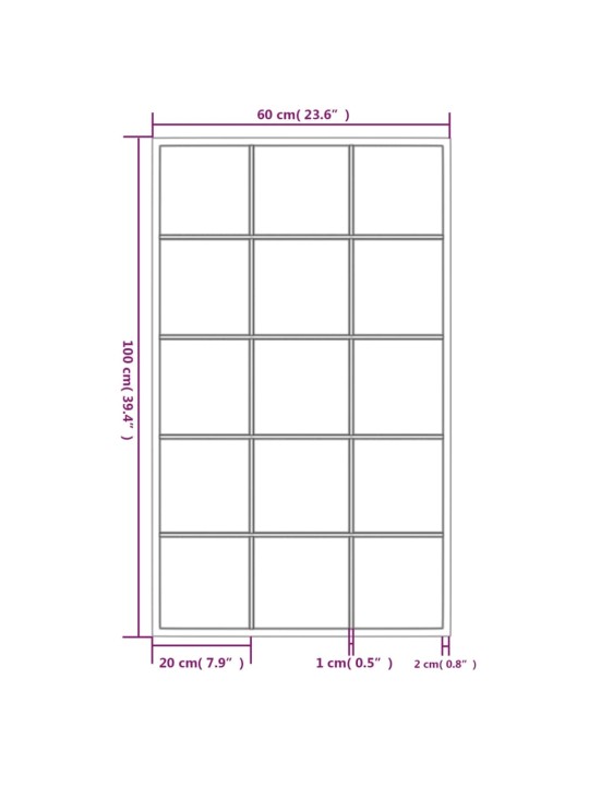 Seinäpeilit 3 kpl musta 100x60 cm metalli