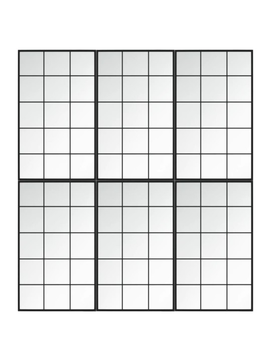 Seinäpeilit 6 kpl musta 100x60 cm metalli