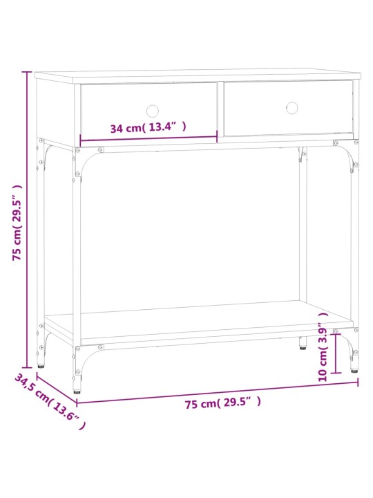 Konsolipöytä musta 75x34,5x75 cm tekninen puu