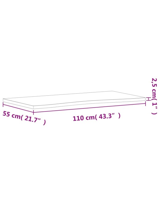 Pöytälevy 110x(50-55)x2,5 cm täysi pyökki