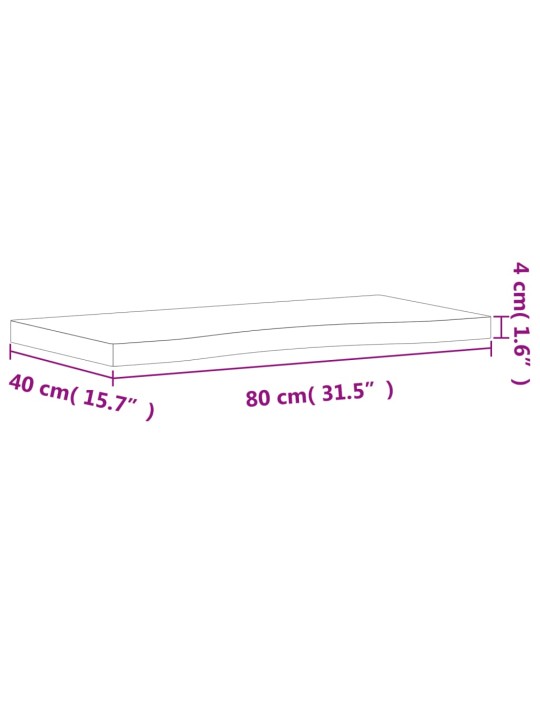 Pöytälevy 80x(36-40)x4 cm täysi pyökki