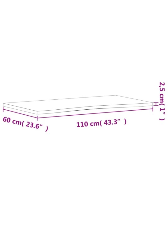 Pöytälevy 110x(55-60)x2,5 cm täysi pyökki