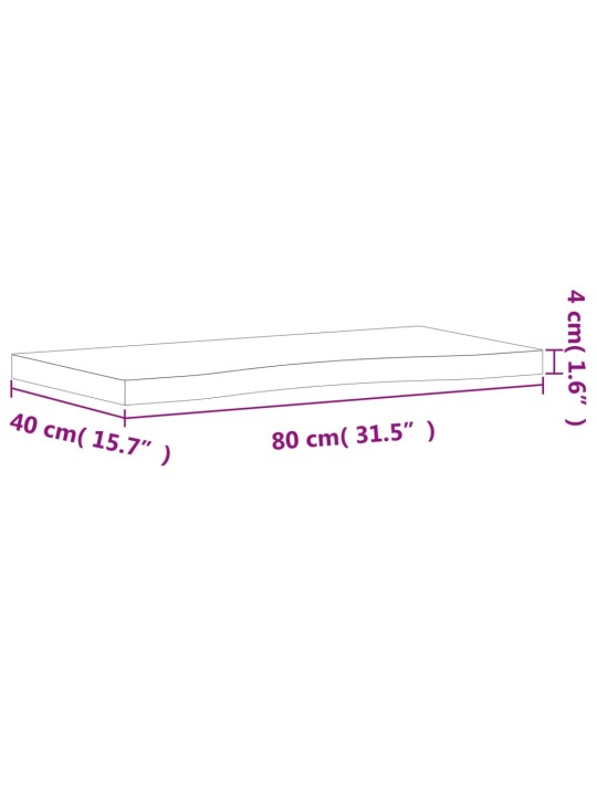 Pöytälevy 80x(36-40)x4 cm täysi pyökki