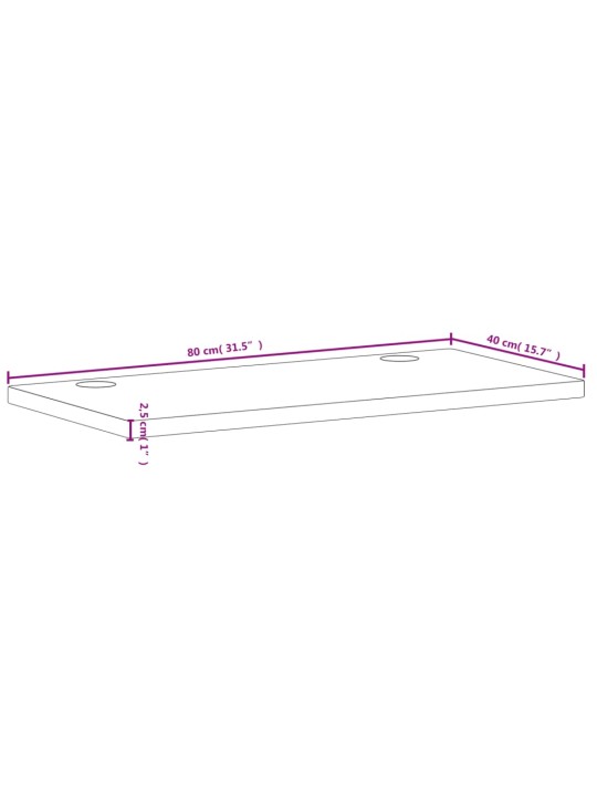 Pöytälevy 80x40x2,5 cm suorakaide täysi pyökki