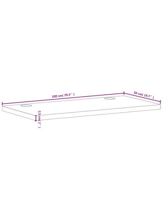 Pöytälevy 100x50x2,5 cm täysi pyökki