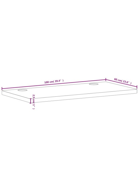 Pöytälevy 100x60x2,5 cm täysi pyökki