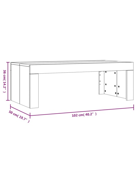 Sohvapöytä betoninharmaa 102x50x36 cm tekninen puu