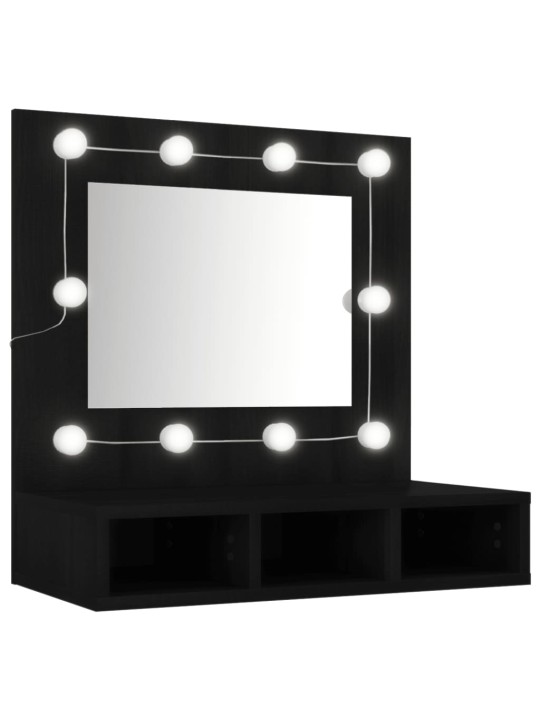 Peilikaappi LED-valoilla musta 60x31,5x62 cm