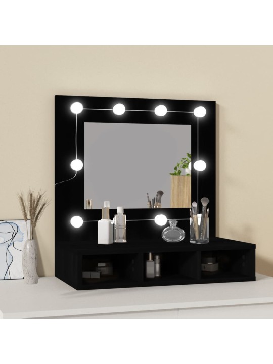 Peilikaappi LED-valoilla musta 60x31,5x62 cm