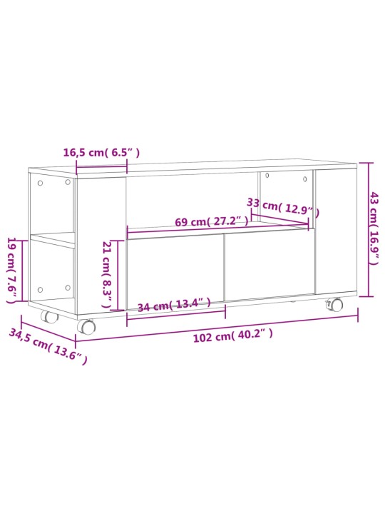 TV-taso musta 102x34,5x43 cm tekninen puu