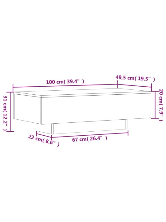 Sohvapöytä musta 100x49,5x31 cm tekninen puu