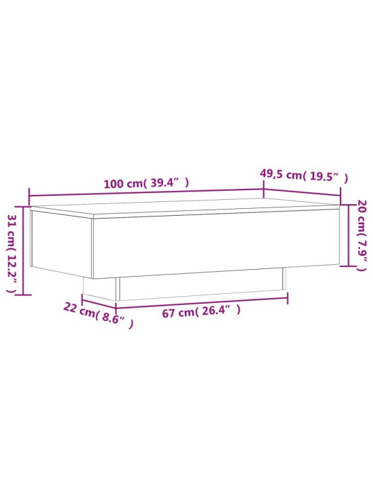 Sohvapöytä betoninharmaa 100x49,5x31 cm tekninen puu