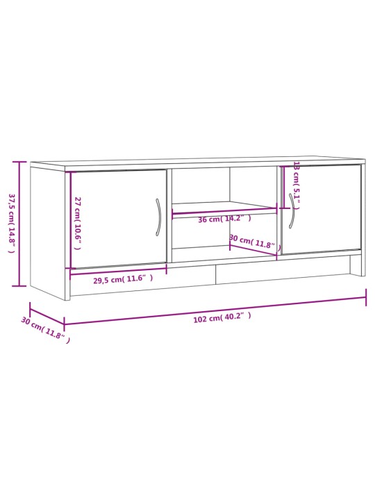 TV-taso musta 102x30x37,5 cm tekninen puu