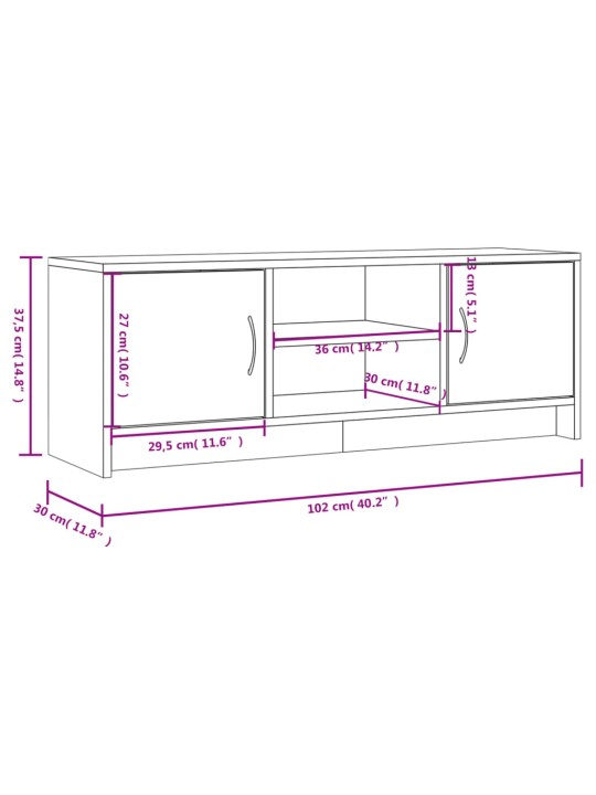 TV-taso Sonoma-tammi 102x30x37,5 cm tekninen puu