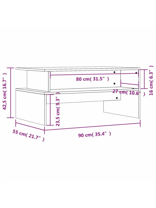 Sohvapöytä musta 90x55x42,5 cm tekninen puu