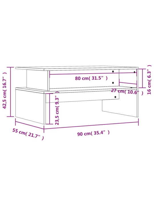 Sohvapöytä betoninharmaa 90x55x42,5 cm tekninen puu