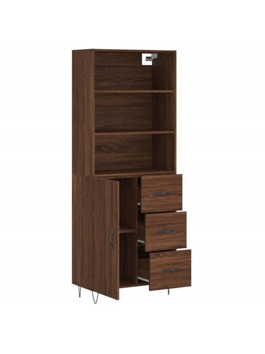 Kaappi ruskea tammi 69,5x34x180 cm tekninen puu