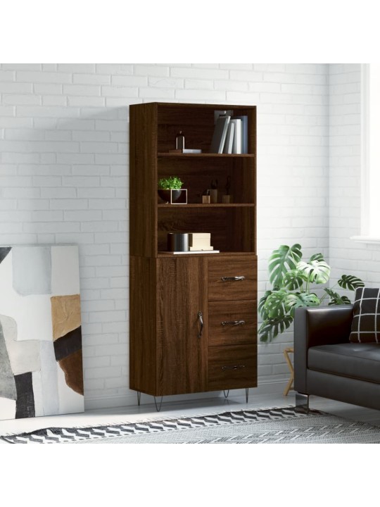 Kaappi ruskea tammi 69,5x34x180 cm tekninen puu