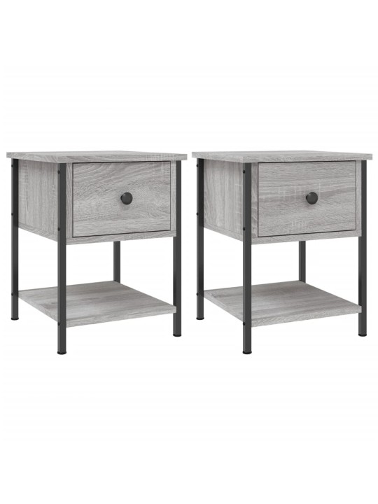Yöpöydät 2 kpl harmaa sonoma 34x35,5x45 cm tekninen puu