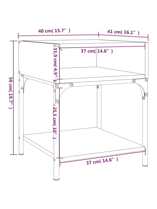 Yöpöydät 2 kpl ruskea tammi 40x41x50 cm tekninen puu