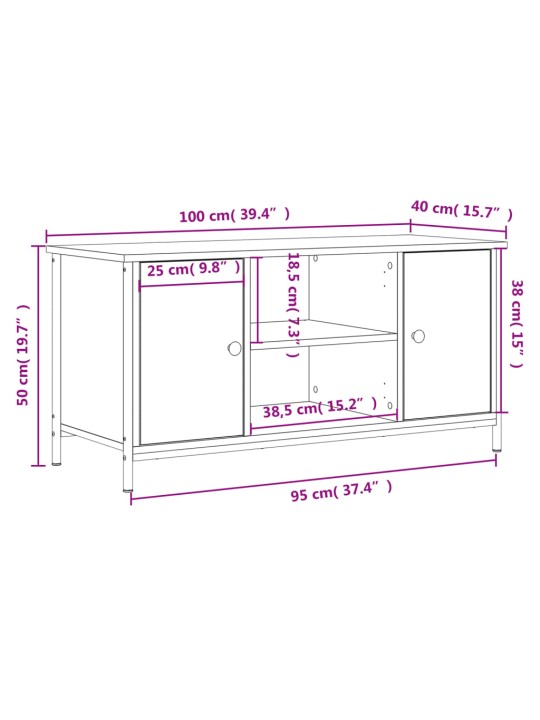 TV-taso ruskea tammi 100x40x50 cm tekninen puu