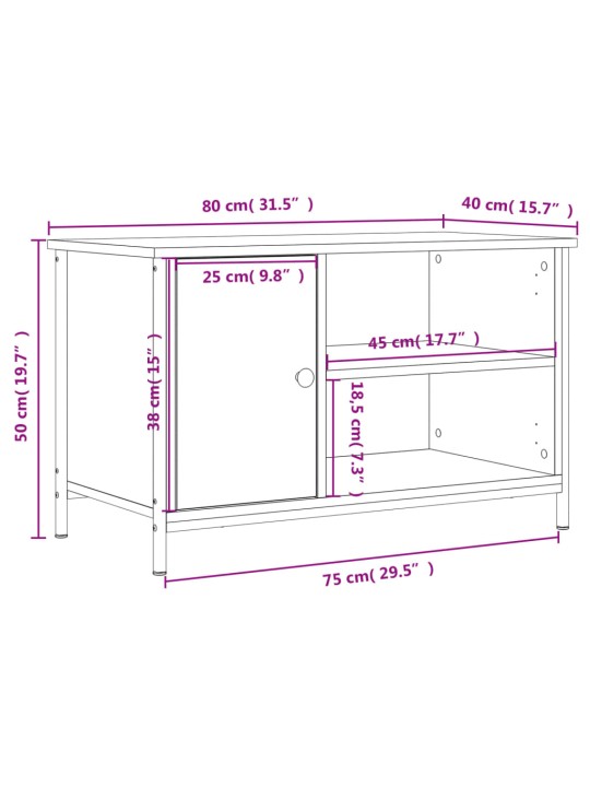 TV-taso harmaa Sonoma 80x40x30 cm tekninen puu