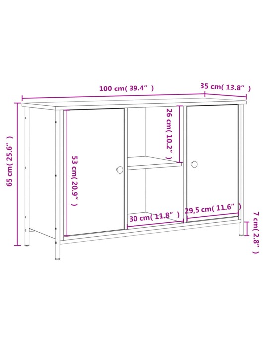 TV-taso musta 100x35x65 cm tekninen puu