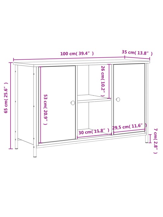 TV-taso Sonoma-tammi 100x35x65 cm tekninen puu