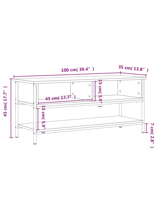 TV-taso Sonoma-tammi 100x35x45 cm tekninen puu