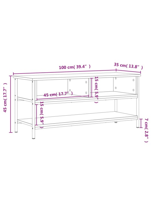 TV-taso harmaa Sonoma 100x35x45 cm tekninen puu