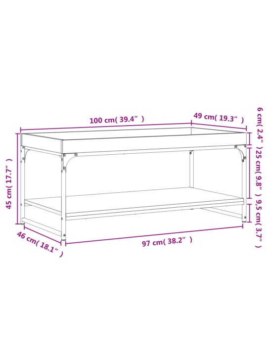 Sohvapöytä musta 100x49x45 cm tekninen puu