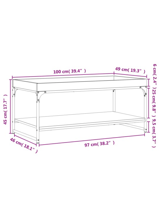 Sohvapöytä ruskea tammi 100x49x45 cm tekninen puu