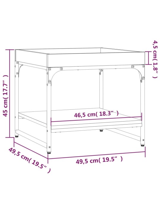 Sohvapöytä ruskea tammi 49,5x49,5x45 cm tekninen puu