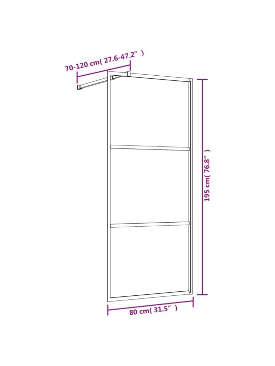 Walk-in suihkun seinäke kirkas ESG-lasi kulta 80x195 cm