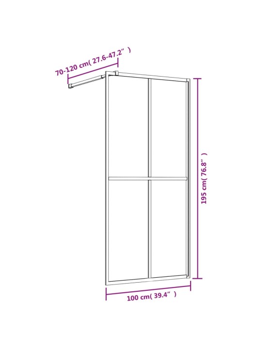 Walk-in suihkun seinäke kirkas ESG-lasi kulta 100x195 cm