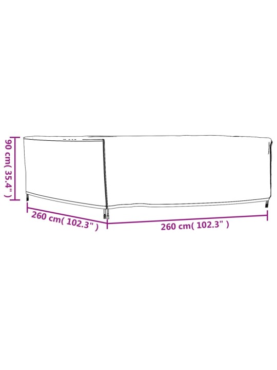 Puutarhakalusteiden suoja musta 260x260x90 cm vedenkestävä 420D