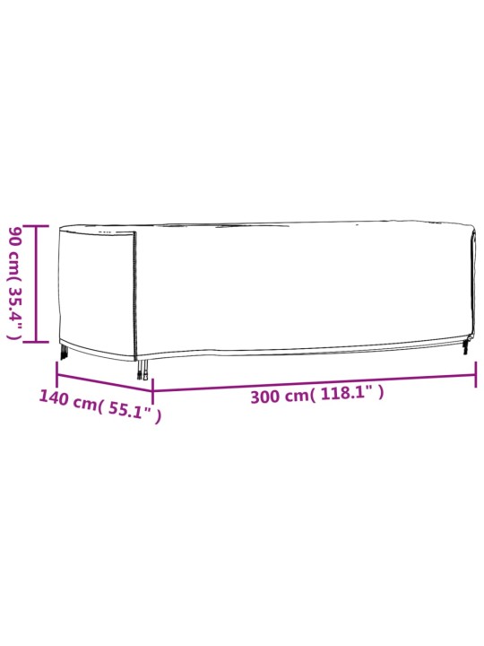 Puutarhakalusteiden suoja musta 300x140x90 cm vedenkestävä 420D