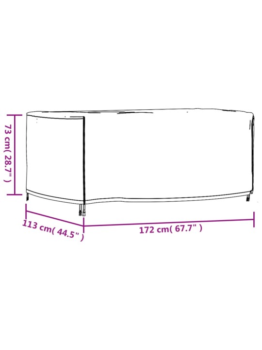 Puutarhakalusteiden suoja musta 172x113x73 cm vedenkestävä 420D