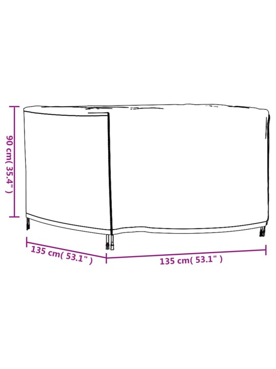 Puutarhakalusteiden suoja musta 135x135x90 cm vedenkestävä 420D