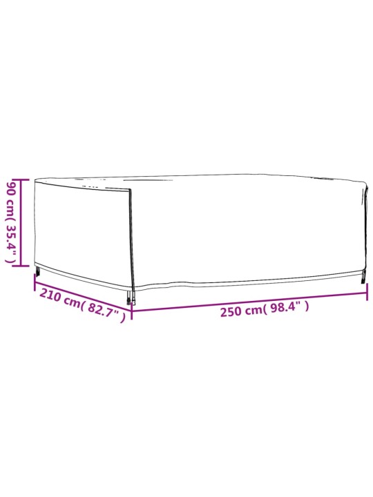 Puutarhakalusteiden suoja musta 250x210x90 cm vedenkestävä 420D