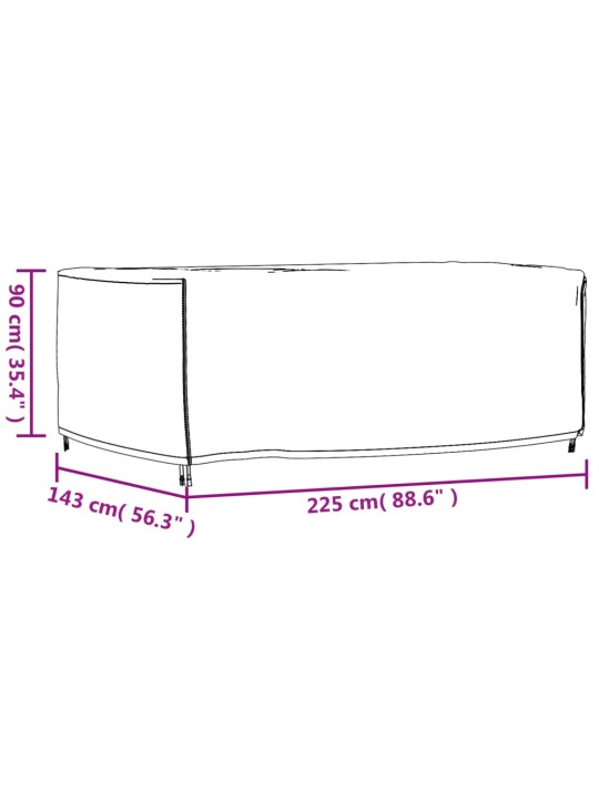 Puutarhakalusteiden suoja musta 225x143x90 cm vedenkestävä 420D