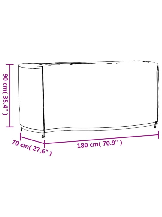 Puutarhakalustesuoja musta 180x70x90 cm vedenkestävä 420D