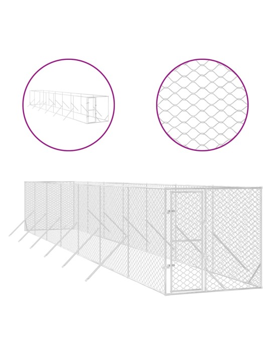 Koiran ulkohäkki hopea 2x14x2 m galvanoitu teräs