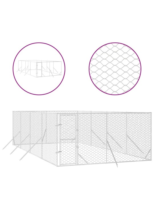 Koiran ulkohäkki hopea 4x8x2 m galvanoitu teräs