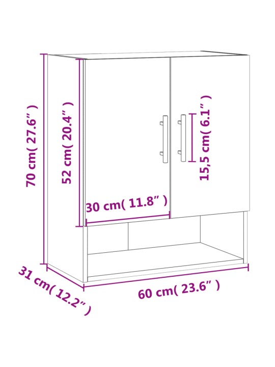 Seinäkaappi musta 60x31x70 cm tekninen puu