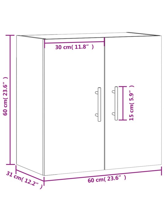 Seinäkaappi betoninharmaa 60x31x60 cm tekninen puu