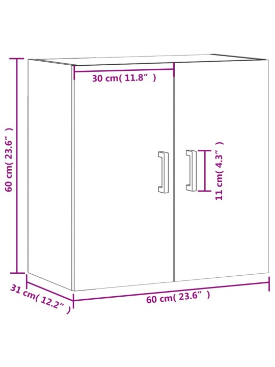 Seinäkaappi betoninharmaa 60x31x60 cm tekninen puu