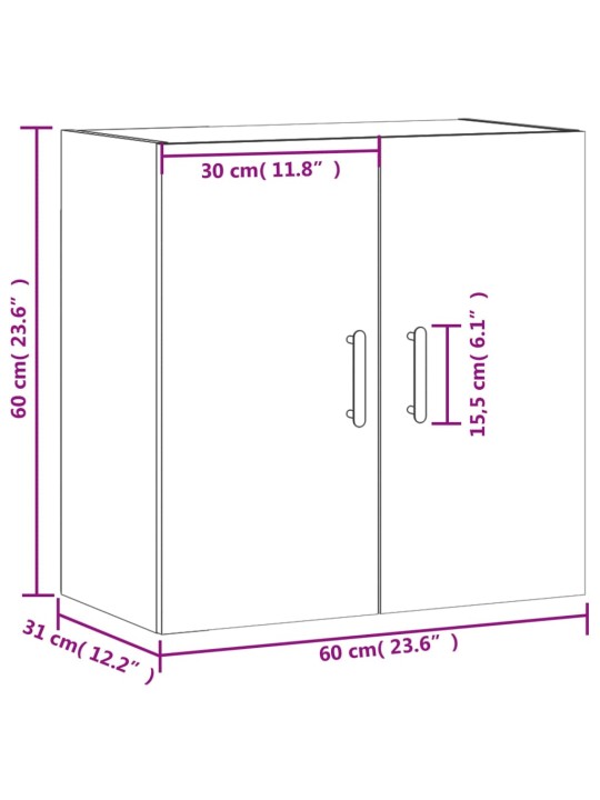 TV-seinäkaappi ruskea tammi 60x31x60 cm tekninen puu